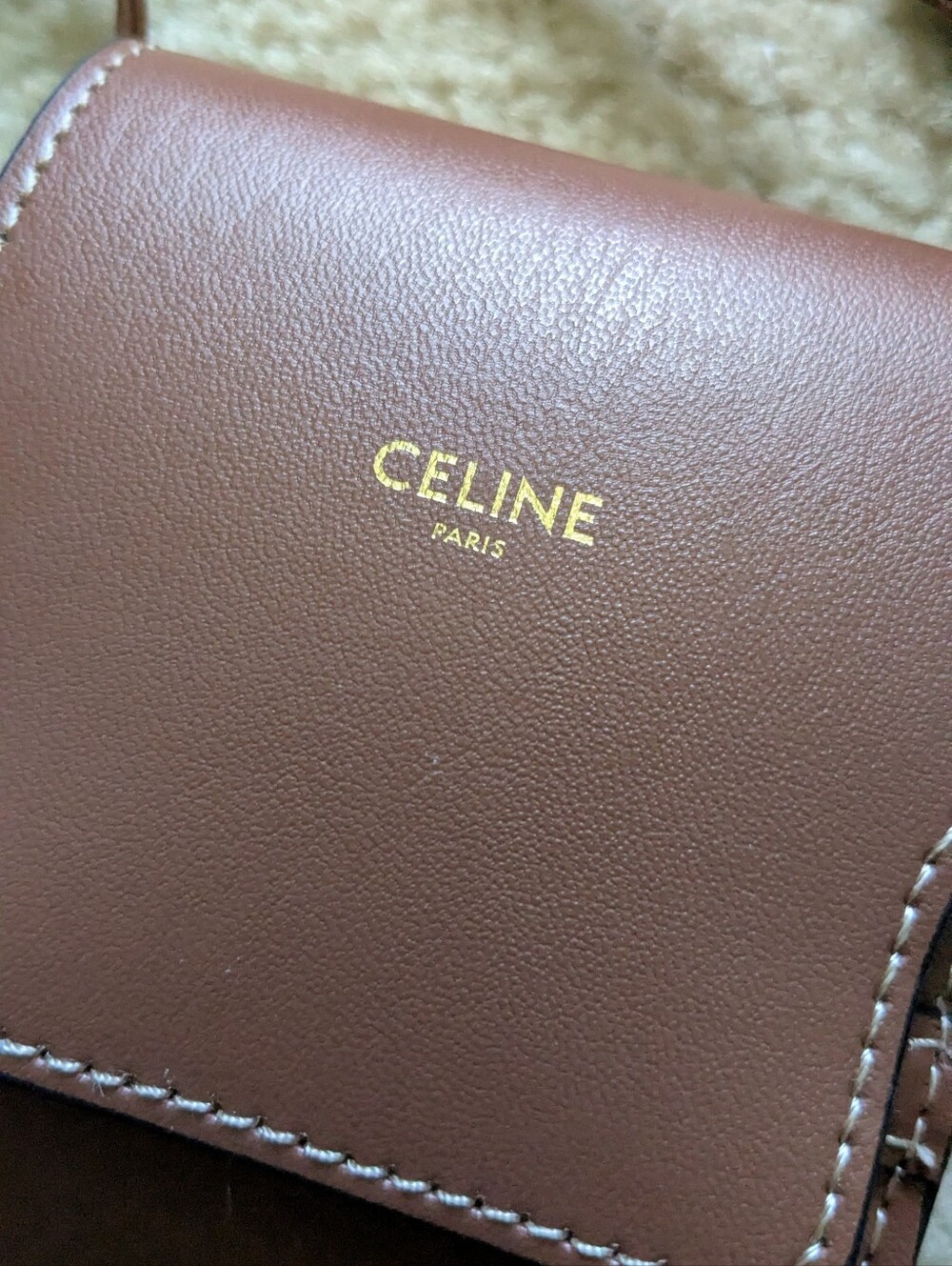 Celine Brown Leather Crossbody Phone Pouch - Picture 4 of 8
